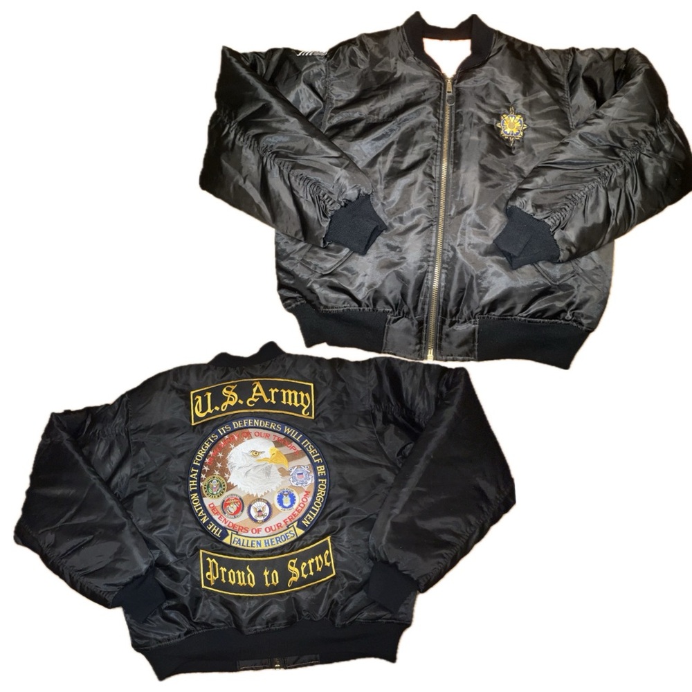 Vintage US ARMY Rothco Flyer‎ Intermediate MA-1 Bomber Jacket Large Patches